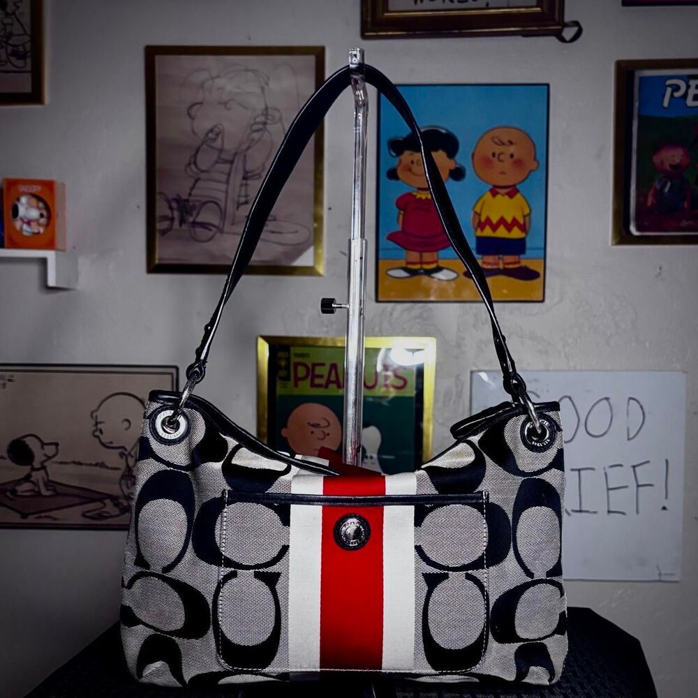 Coach Hamptons Weekend Signature Stripe Shoulder Bag (Style No. 22418M)